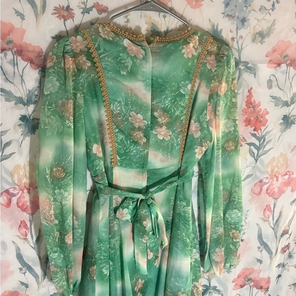 Vintage Floral Green Dress - Picture 7 of 11